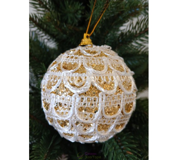 Новорічні кулі золоті з орнаментом Ø80мм, ціна за набір 3 шт (SH215)